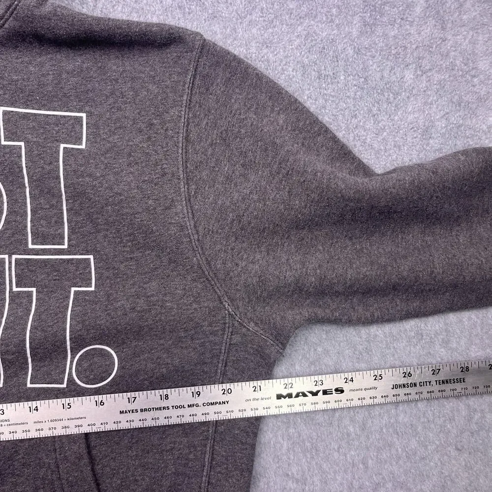 Nike Just Do It Hoodie Mens Small Gray Long Sleeve Drawstring Sweatshirt